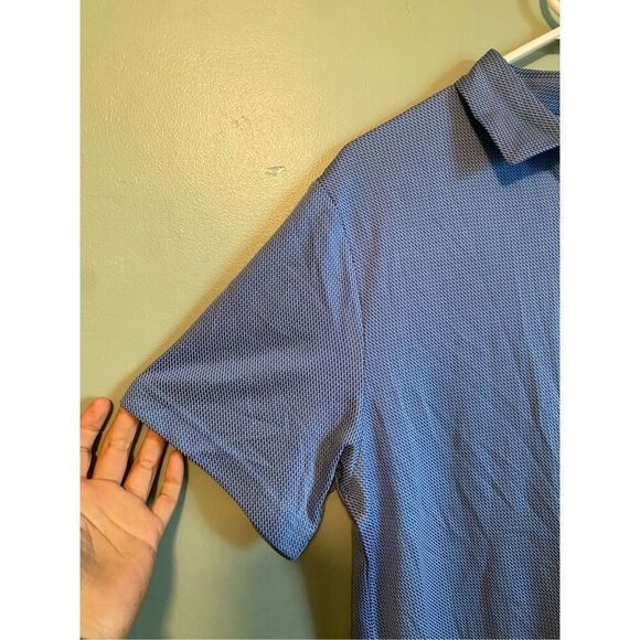 Ben Hogan Blue Button Up Short Sleeve Polo Shirt Size Medium - Picture 3 of 6